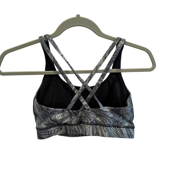 Lululemon Womens Size 6 Energy Stappy Sports Bra Black & White Abstract - Picture 3 of 6